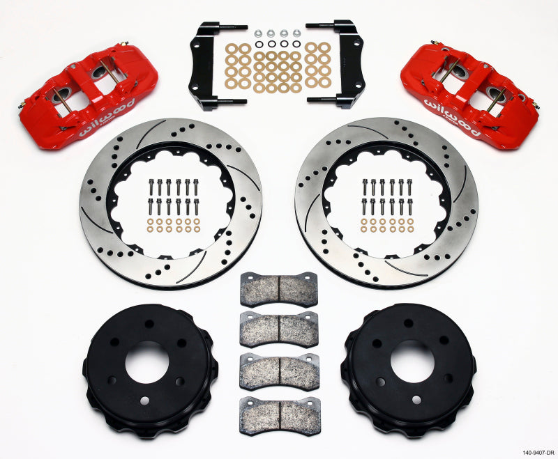 Wilwood AERO4 Rear Truck Brake Kit 14.25-inch Drill Red for GM 1500 SUVs (1999-2010)
