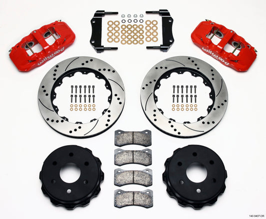 Wilwood AERO4 Rear Truck Brake Kit 14.25-inch Drill Red for GM 1500 SUVs (1999-2010)