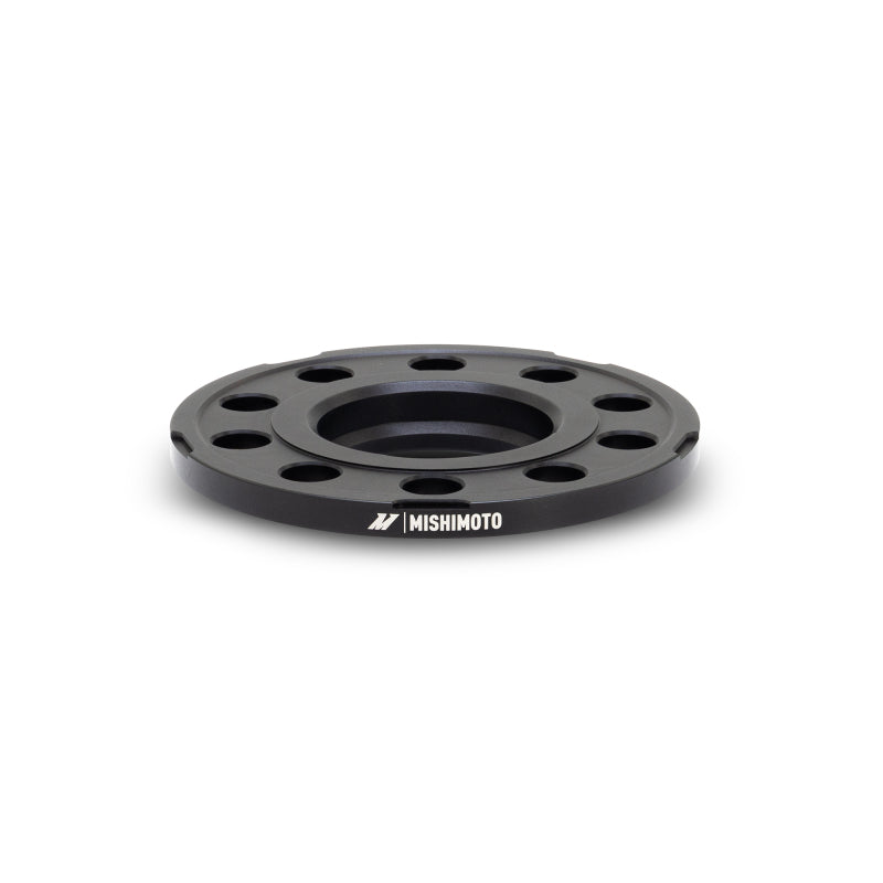 Mishimoto 5x112 Wheel Spacers with 66.5mm Center Bore – 10mm Thickness, M14x1.25 Grade 12.9 Bolts, Black Anodized Finish