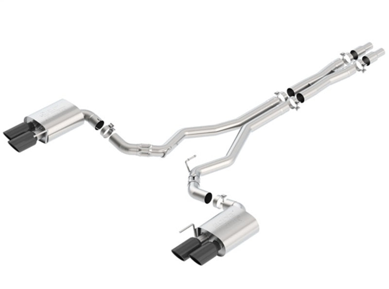 Borla ATAK Cat-Back Exhaust System for 2018-2023 Ford Mustang GT 5.0L V8 with Black Chrome Tips - Part #140746BC