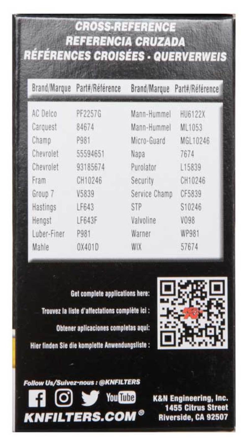K&N Engineering HP-7027 Performance Oil Filter for 2011-2013 Chevrolet Cruze with Hengst Filter Housing