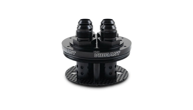 Vibrant 4-Port Catch Can Lid Assembly – Aluminum, Black Anodized, Thread-On Configuration