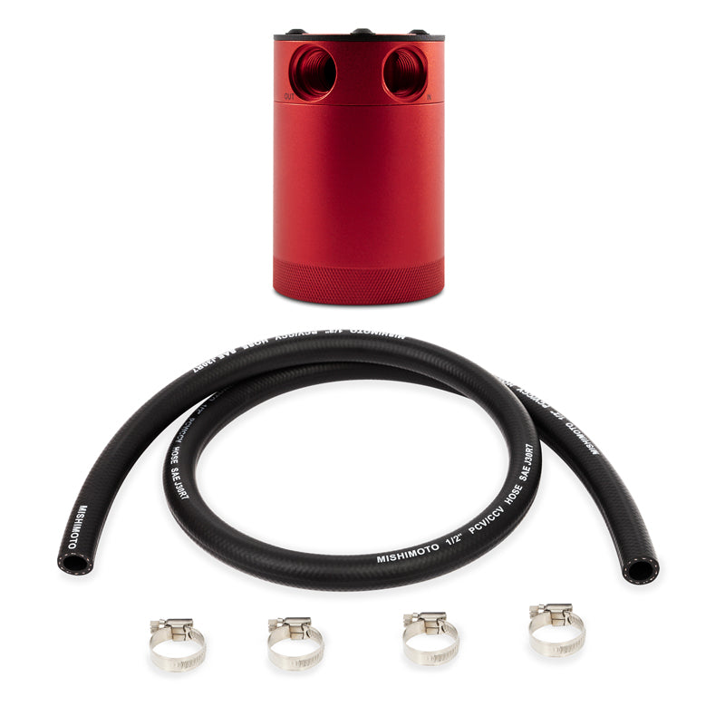 Mishimoto Compact Baffled Oil Catch Can - 2-Port Aluminum Oil Separator for PCV and CCV Systems