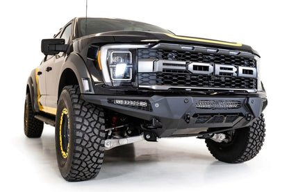 Addictive Desert Designs HoneyBadger Front Bumper for Ford Raptor 2021-2023 with Light Mounts and Satin Black Finish