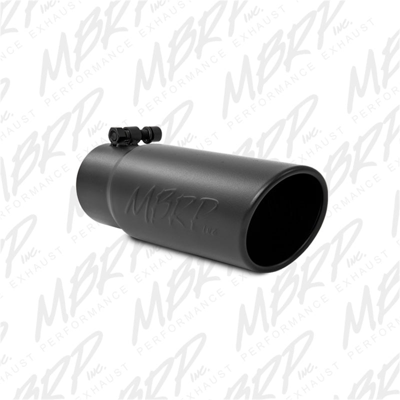 MBRP Universal Exhaust Tip 3-1/2 inch O.D. Black Coated Stainless Steel with Angled Rolled Edge - Part T5115BLK