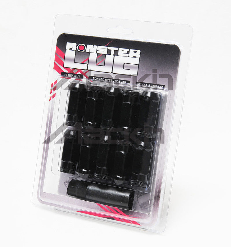 Wheel Mate Monster Open End Lug Nut Set of 20 - Black 1/2 inch for Automotive Use