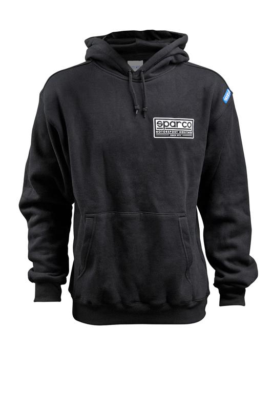 Sparco Hooded Heritage Sweatshirt in Black, Part Number SP03200NR3L