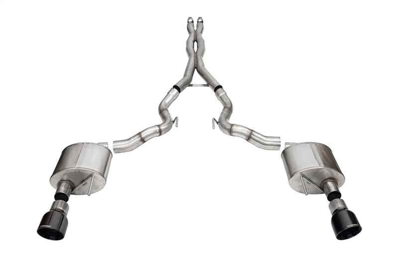 Corsa 24+ Frd MustangGT Conv Xtreme Cat-Back Ex.Sys 3.0in Dual Rear Ex w/4.5in Blk PVD ProSeries Tip