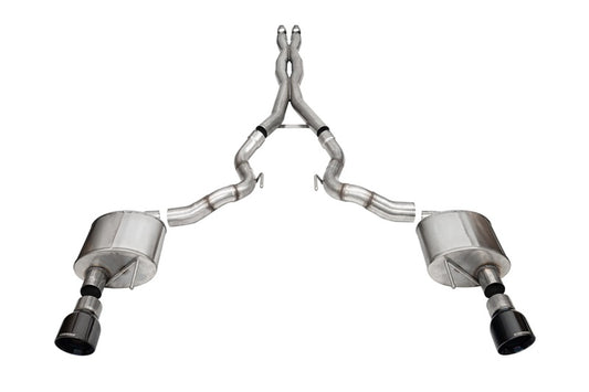 Corsa 24+ Frd MustangGT Conv Xtreme Cat-Back Ex.Sys 3.0in Dual Rear Ex w/4.5in Blk PVD ProSeries Tip