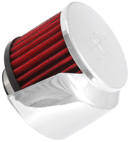 K&N Engineering 62-1513 Clamp-On Crankcase Vent Filter with Chrome Top and Deflector Shield