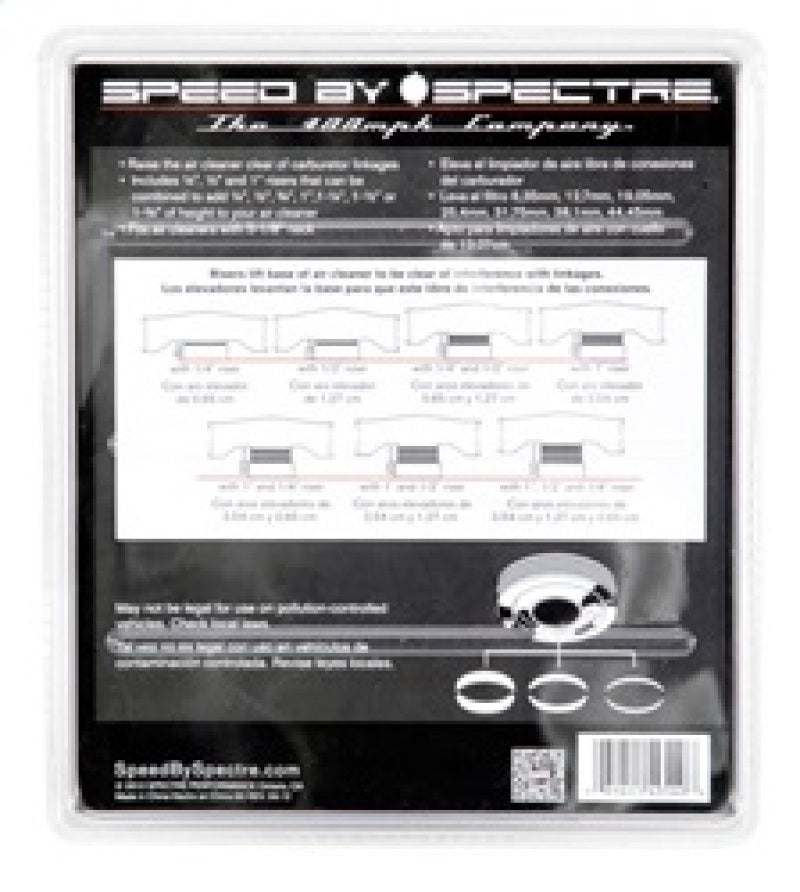 Spectre Air Cleaner Riser Kit - Black for 5-1/8 Inch Diameter Air Cleaners and Carbs