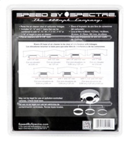 Spectre Air Cleaner Riser Kit - Black for 5-1/8 Inch Diameter Air Cleaners and Carbs