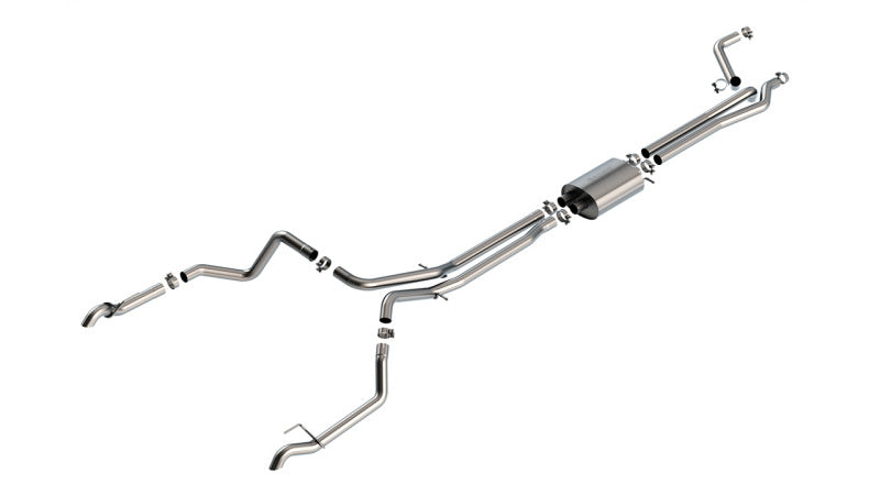 Borla S-Type Cat-Back Exhaust System for Silverado 1500 ZR2 & Sierra 1500 AT4X 6.2L V8 — True Dual Design with Turn Down Tail Pipes