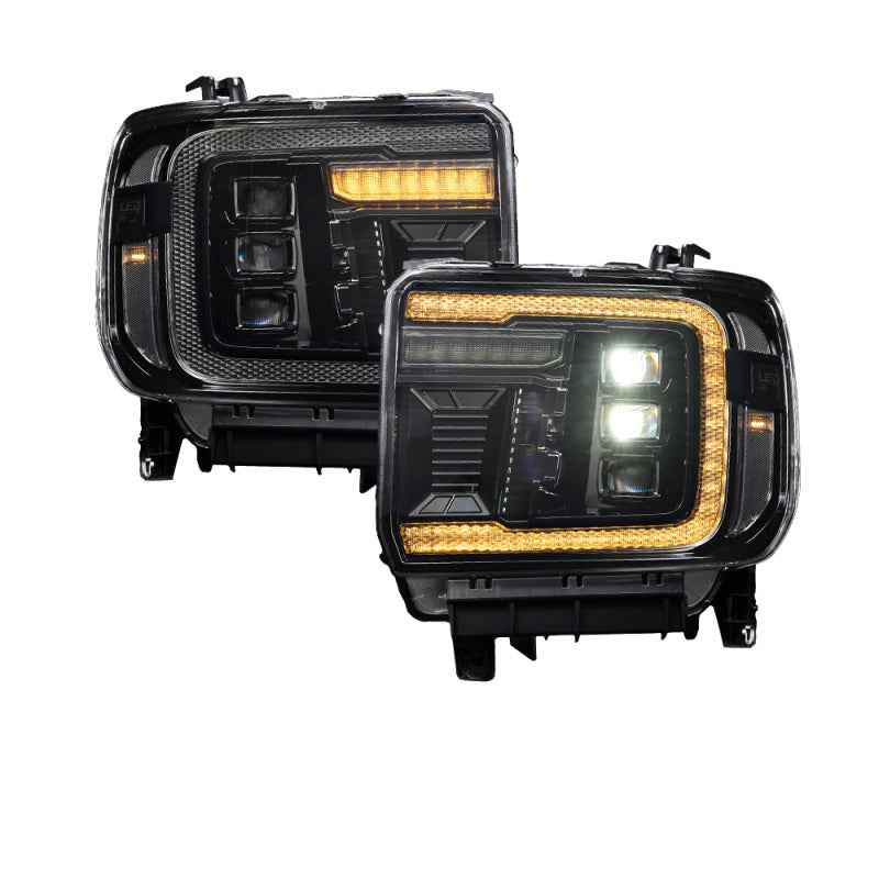 Form Lighting 2014+ GMC Sierra 1500/2500/3500 LED Projector Headlights Amber DRL (Pair)