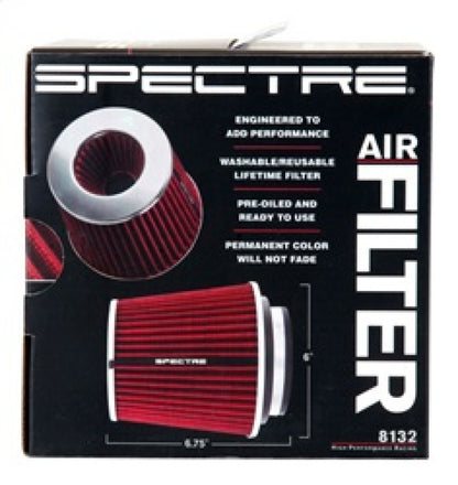 Spectre Adjustable Conical Air Filter 5-1/2 Inch Tall - Red - Part Number 8132