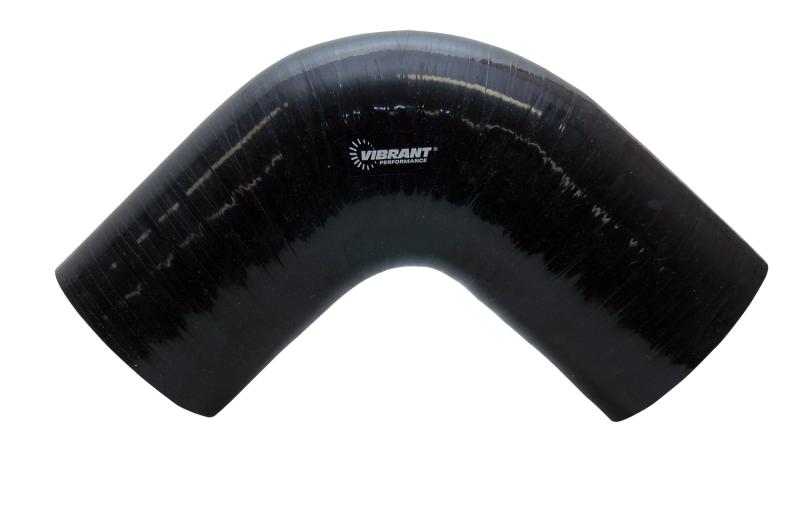Vibrant 2743 4-Ply Reinforced Silicone Elbow Connector - 2.75 Inch Diameter, 90 Degree Black Bend for Automotive Applications