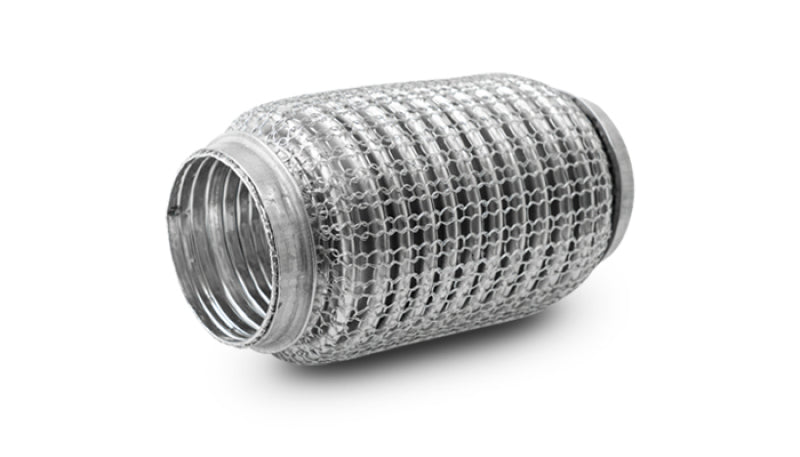Vibrant SS Flex Coupling with Interlock Liner and Mesh Braid – 2.25 Inch Inlet/Outlet, 6 Inch Length