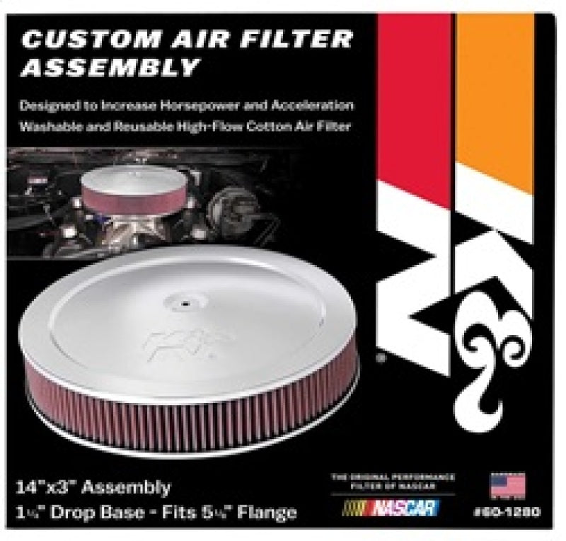K&N Engineering 14-inch Red Custom Air Cleaner Assembly – High-Flow Round Element Design for Automotive Engines