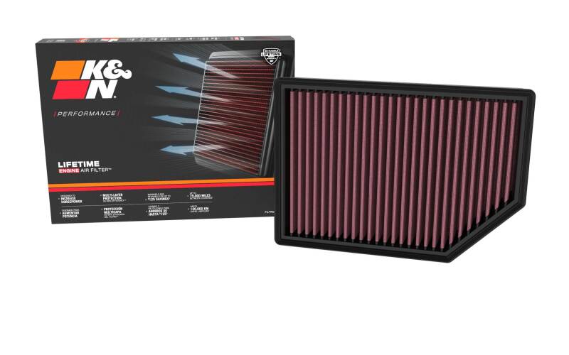 K&N Engineering Part 33-5125 High-Flow Reusable Air Filter for Jeep Grand Wagoneer 2022-2023