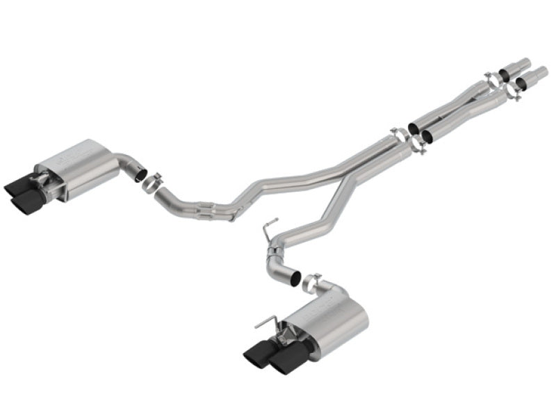 Borla ATAK Cat-Back Exhaust System for 2018-2023 Ford Mustang GT with Active Exhaust Valves – 3 Inch Diameter with Black Chrome Tips