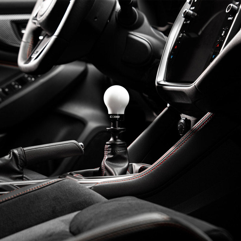 COBB Subaru 6-Speed Weighted Shift Knob - White with Red and Black Collars