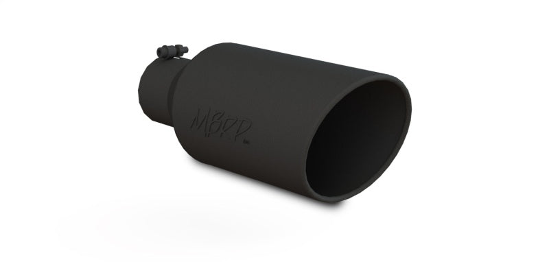 MBRP Universal Exhaust Tip 7 Inch O.D. Black Coated Rolled End with 4 Inch Inlet - 18 Inch Length