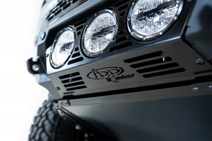 Addictive Desert Designs 21-22 Ford Bronco Bomber Front Bumper with Rigid 360 Mounts and D-Rings in Hammer Black