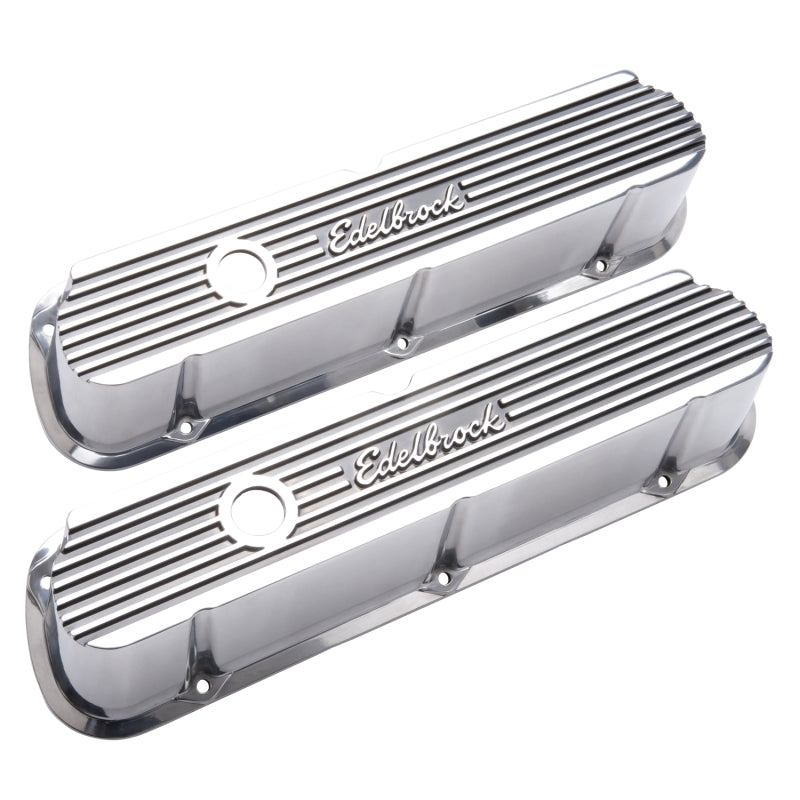 Edelbrock Valve Cover Elite II Series for Ford 289-351W - Tall Polished Aluminum with Black Accents