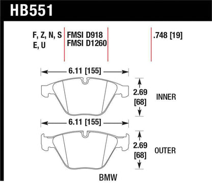 Hawk 2011 BMW 1-Series M HPS 5.0 Front Brake Pads