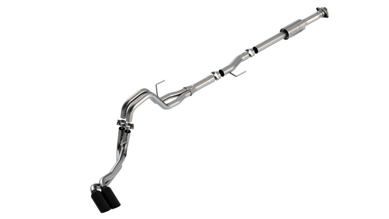 Borla F-150 2021-2025 2.7L/3.5L ATAK Cat-Back Dual Exit Exhaust System with Black Chrome Tips - Part #140872BC