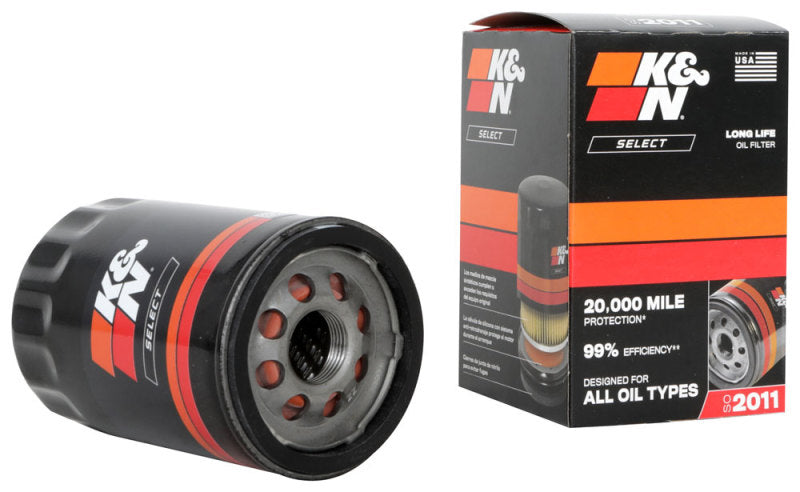 K&N Engineering Part SO-2011 Select Oil Filter for Ford Mustang, Lincoln MKZ, Chevrolet Silverado 1500 – High-Flow Engine Protection