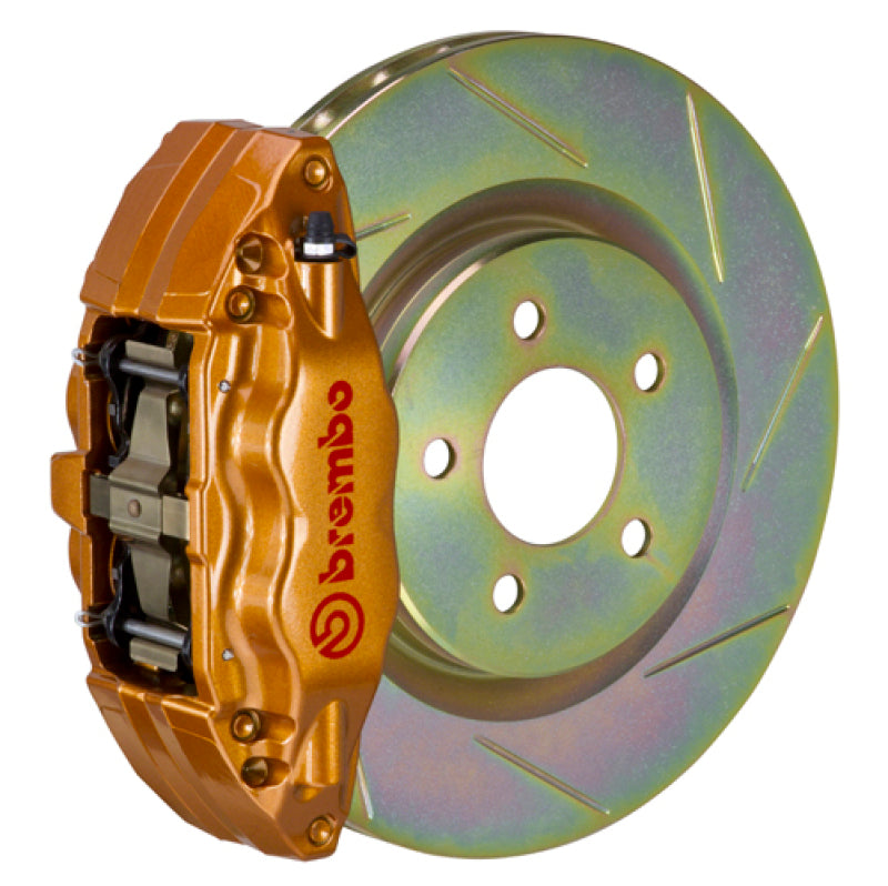 Brembo 02-07 Subaru Impreza/WRX and 2008-2014 WRX Front GT Big Brake Kit with 4-Piston Cast Rotors – Slotted, Gold Finish