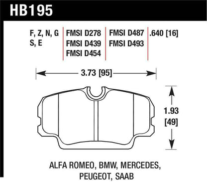 Hawk BMW 3 Series / Mercedes Benz 190 Series / Saab 900/9000 DTC-60 Race Front Brake Pads