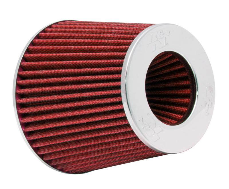 K&N Engineering Universal Chrome Round Tapered Red Air Filter - 4-Inch Diameter