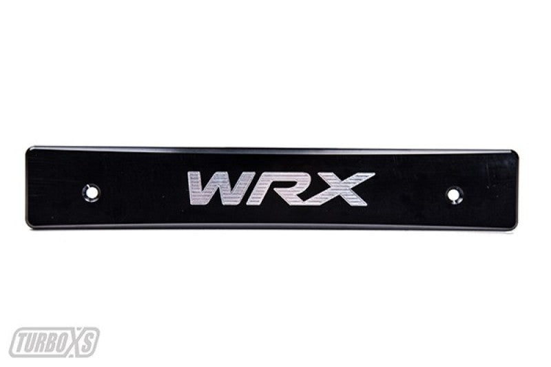 Turbo XS Billet Aluminum License Plate Delete for 2015-2017 Subaru WRX and STI with Machined WRX Logo, Black