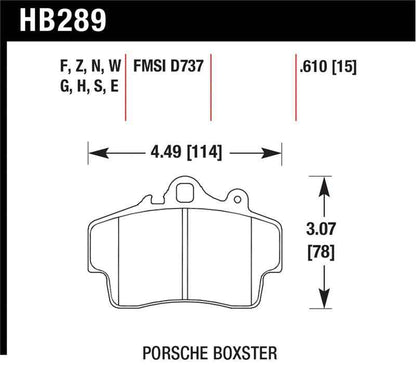 Hawk 97-08 Porsche Boxster DTC-60 Compound Front Brake Pads