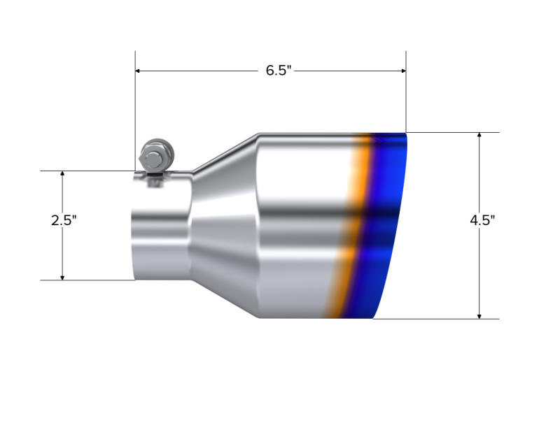 MBRP Universal Burnt Stainless Steel Exhaust Tip – 2.5 Inch Inlet, 4.5 Inch Outer Diameter, Angle Cut