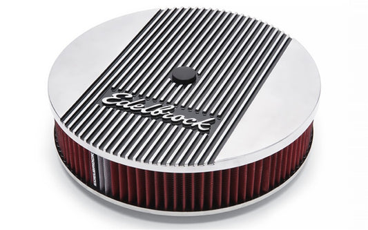 Edelbrock Elite II 14-Inch Diameter Round Air Cleaner with Polished Finish and 3-Inch Reusable Filter