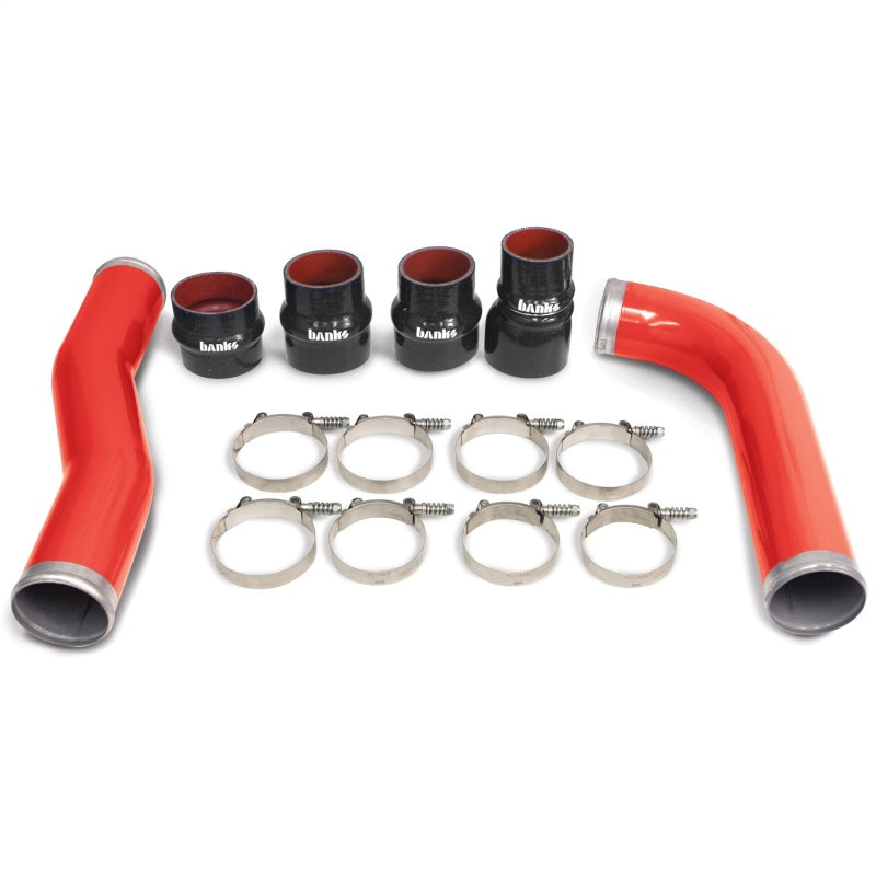 Banks Power 07-09 Ram 6.7L Diesel Boost Tube System – Red Powder-Coated Intercooler Tubes with Silicone Couplers for Dodge Ram 2500/3500