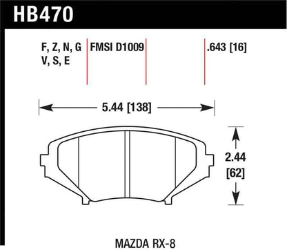 Hawk 08-10 Mazda RX-8 Grand Touring/Sport/Touring / 04-07 RX-8 DTC-60 Race Front Brake Pads