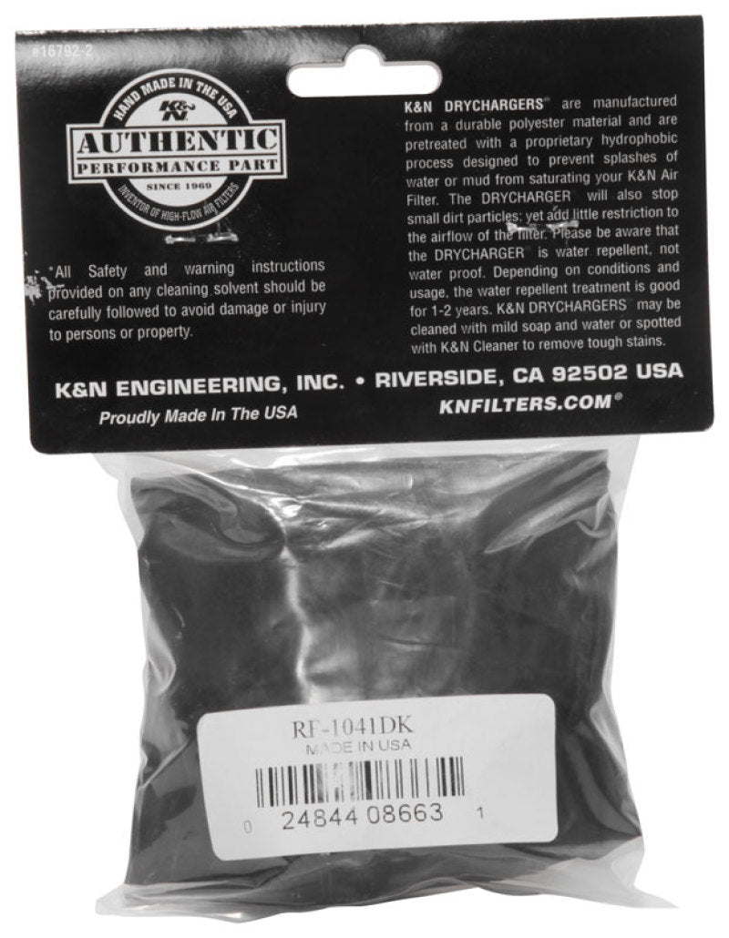 K&N Engineering Black Drycharger Round Tapered Air Filter Wrap - Part RF-1041DK