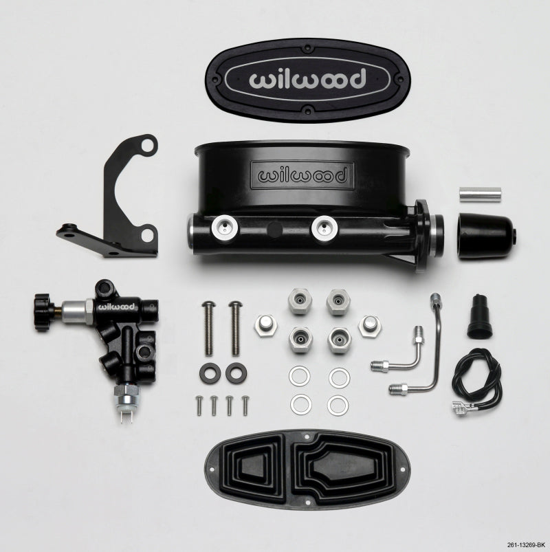 Wilwood HV Tandem Master Cylinder Kit with Combination Proportioning Valve and Bracket - 1 Inch Bore Black
