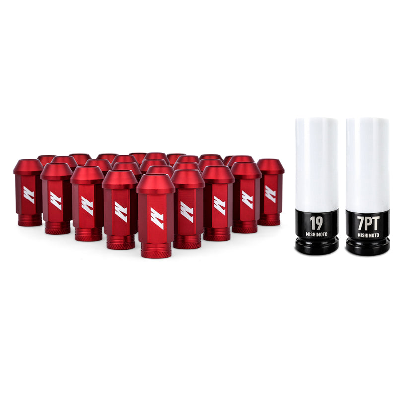 Mishimoto Aluminum Locking Lug Nuts M12x1.5 27-Piece Set for Ford Bronco - Red