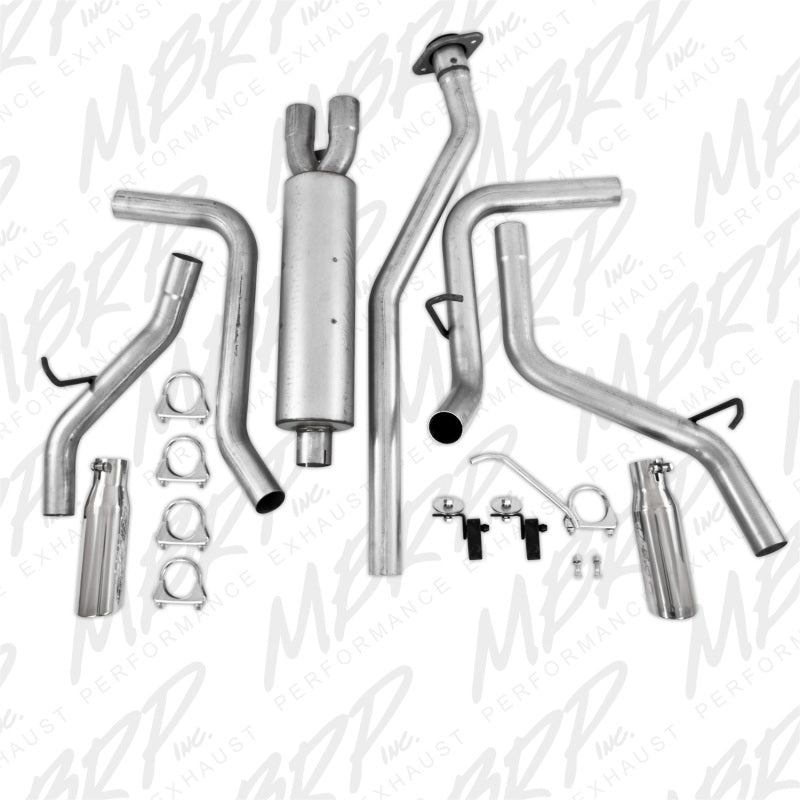 MBRP Armor Lite Series Cat Back Exhaust System for Chevy and GMC 1500 (2003-2007) - Dual Split Side Exit, 2.5 Inch Diameter, Includes Tips and Hardware