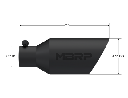 MBRP T5161BLK Universal Dual Wall Black Exhaust Tip - 4.5 Inch Outlet, 2.5 Inch Inlet, 11 Inch Length