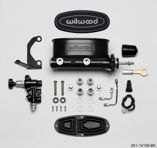 Wilwood HV Tandem Master Cylinder Kit with Proportioning Valve for Early Ford Mustang, 15/16 Inch Bore, Black Finish