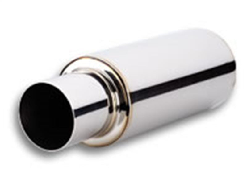 Vibrant TPV Turbo Round Muffler with 4-inch Round Tip and Straight Cut, 3-inch Inlet ID