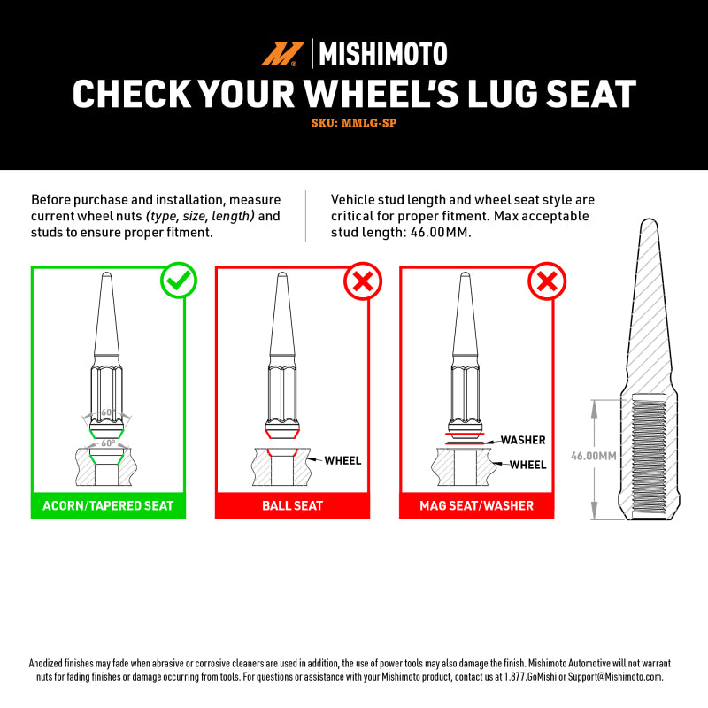 Mishimoto Steel Spiked Lug Nuts M12 x 1.5, 24-Piece Set in Blue – Aggressive Style and Durable Fitment