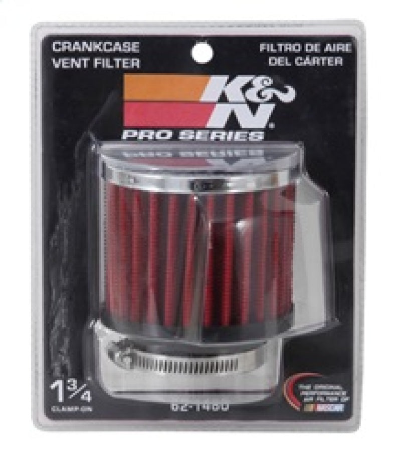 K&N Engineering 62-1480 Chrome Finish Rubber Base Crankcase Vent Filter with 1.75-inch Flange