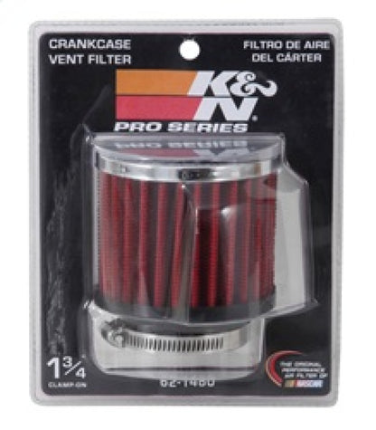 K&N Engineering 62-1480 Chrome Finish Rubber Base Crankcase Vent Filter with 1.75-inch Flange